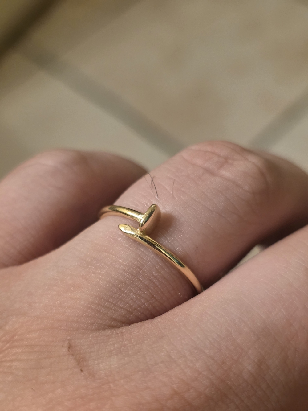 Authentic 10k Gold Dainty Nail Ring